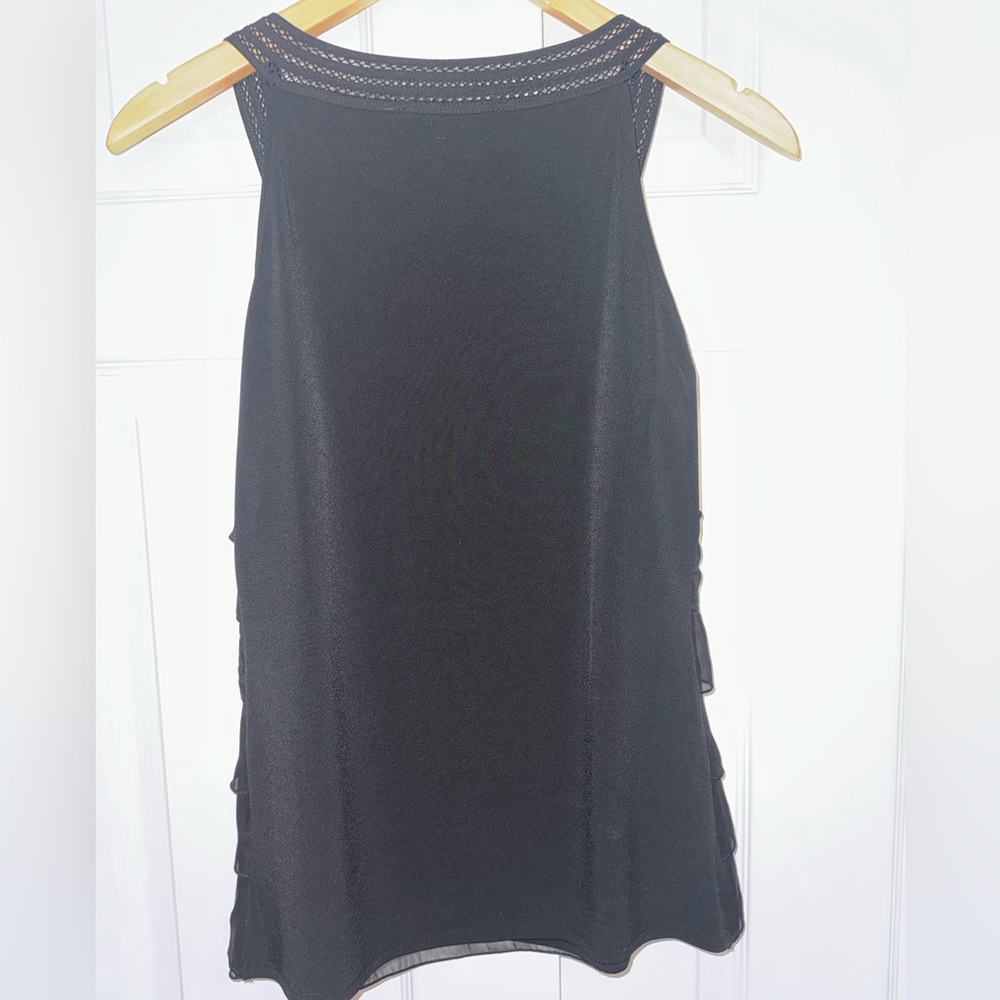 WHBM Black Layered Ruffle Tank Top Size Small Dressy Sleeveless - Picture 4 of 5